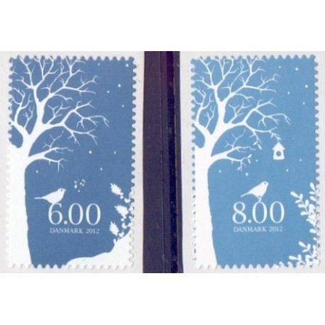 2012. Vinter. AFA nr. 1721a-22a,  fra hæfter, postfrisk   Stemplet FDC