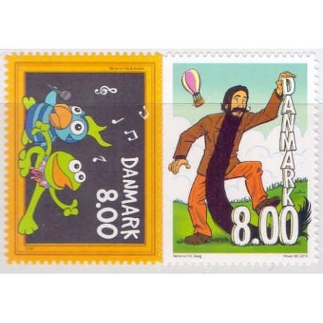 2013. Børne-Tv. AFA nr. 1735a-36a, fra hæfter, postfrisk   Stemplet FDC