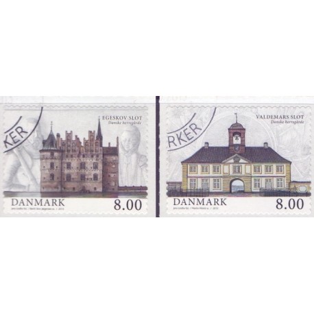 2013. Danske herregårde. AFA nr. 1738-39,  postfrisk  Stemplet FDC