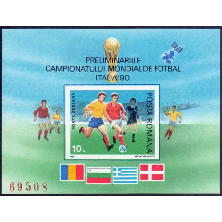 Fodbold VM. Rumania. 1990. i miniark AFA nr. 4412**