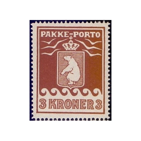 Grønland/Greenland 1930. 3 kr. Brun. AFA nr. 12 postfrisk stemplet