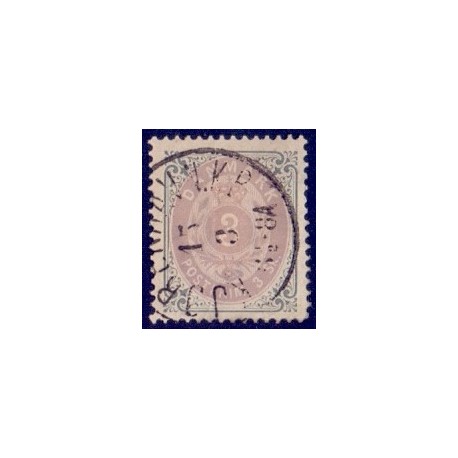 1871. 3 Sk. ret ramme, grå/lilla  AFA nr.17, srtemplet