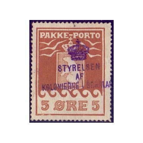 Grønland/Greenland 1915 5 Øre. Brun Kartonpapir. AFA nr.6I. postfrisk stemplet