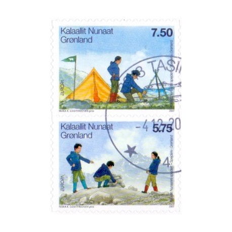 2007. 5,75-7,50 Kr. Europamærke / CEPT, fra hæfte. AFA nr. 484E-5E postfrisk stemplet