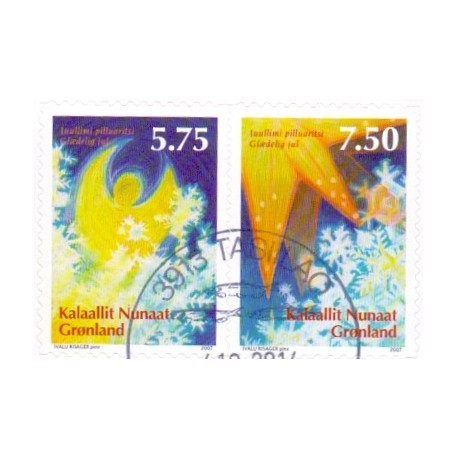 2007. 5,75-7,50 Kr. Julefrimærker, fra frimærkehæfte. AFA nr. 502E-3E postfrisk stemplet