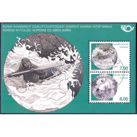 2008. 15,00 Kr. Nordisk mytologi III, miniark. AFA nr. 512 postfrisk stemplet