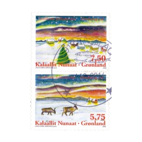 2008. 5,75-7,50 Kr. Julefrimærker, fra hæfte. AFA nr. 526E-7E postfrisk stemplet