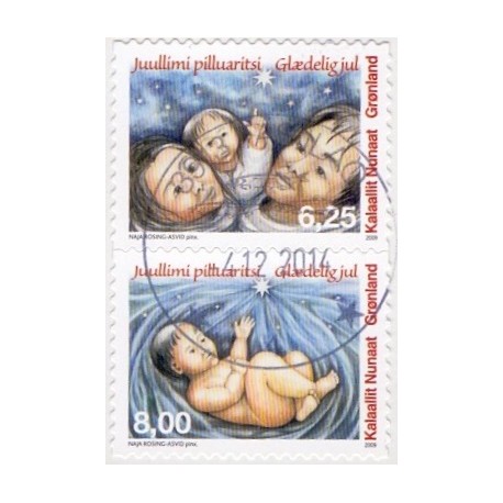 2009. 6,25-8,00 Kr. Julefrimærker, fra hæfte. AFA nr. 552E-3E postfrisk stemplet