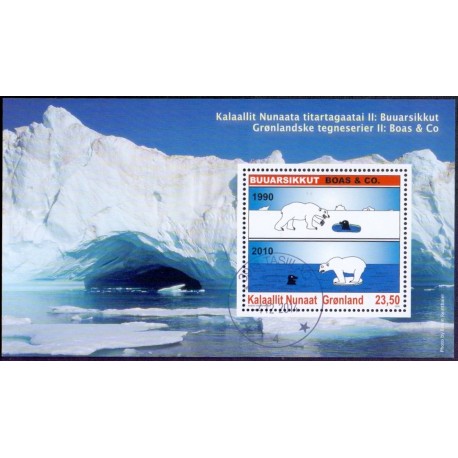 2010. 23,50 Kr. Grønlandske tegneserier II, i miniark. AFA nr. 569 postfrisk stemplet