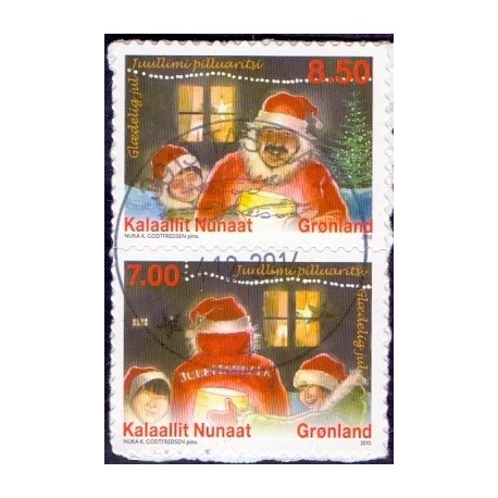2010. 7,00-8,50 Kr. Julefrimærke, fra hæfte. AFA nr. 575E-6E postfrisk stemplet