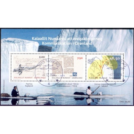 2011. 56,00 Kr. Kommunikation i Grønland, i miniark. AFA nr. 581 postfrisk stemplet