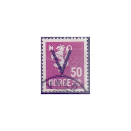Norge 1941. 50 Øre V-Mærke MED VANDMÆRKE stemplet, sign Moldenhauer BPP