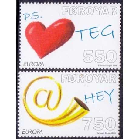 Færøerne 2008. 5,50-7,50 Kr. Europamærker / CEPT AFA nr. 632-33 postfrisk stemplet