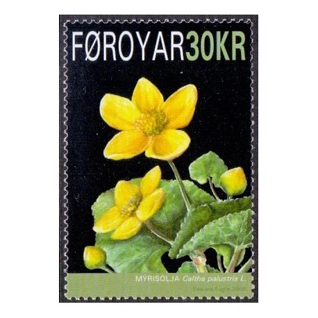 Færøerne 2008. 30 Kr. Nationalblomst AFA nr. 641 postfrisk stemplet