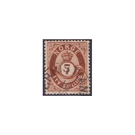 Norge 1872-75. 7 sk. Opgraveret posthorn  AFA nr. 21x st. Postfrisk ubrugt stemplet st.