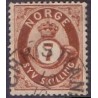 Norge 1872-75. 7 sk. Opgraveret posthorn  AFA nr. 21x st. Postfrisk ubrugt stemplet st.