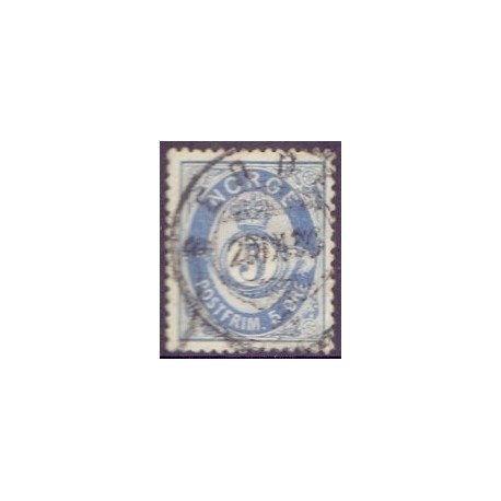 Norge. 1877-78. 5 Øre. Blå. AFA nr. 24a ** Postfrisk ubrugt stemplet st.