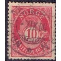 Norge. 1894-98. 10 Øre, karmin, tk. 13½x12½, AFA nr. 56Aa ** Postfrisk ubrugt stemplet st.
