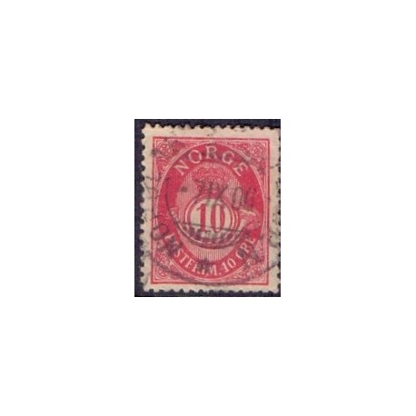 Norge. 1894-98. 10 Øre, karmin, tk. 13½x12½, AFA nr. 56Aa ** Postfrisk ubrugt stemplet st.