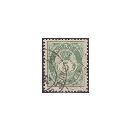 Norge. 1885-86. 5 Øre, blågrøn, AFA nr 44c ** Postfrisk ubrugt stemplet st.