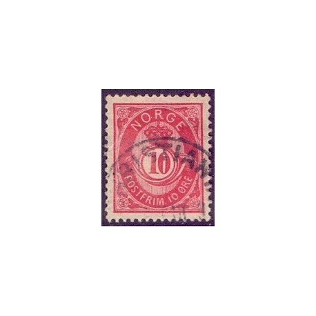 Norge. 1885-86. 10 Øre, karminrød, AFA nr 45 ** Postfrisk ubrugt stemplet st.