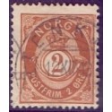 Norge. 1891-93. 2 Øre,  rødbrun, AFA nr. 51a ** Postfrisk ubrugt stemplet st.