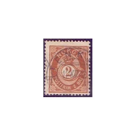 Norge. 1891-93. 2 Øre,  rødbrun, AFA nr. 51a ** Postfrisk ubrugt stemplet st.