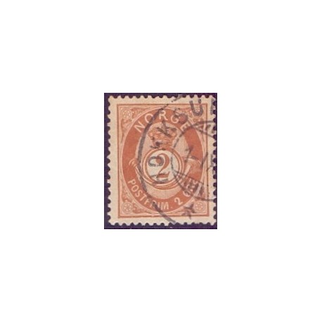 Norge. 1891-93. 2 Øre,  Orangebrun, AFA nr. 51 ** Postfrisk ubrugt stemplet st.