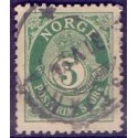 Norge. 1894-98. 5 Øre, tk. 13½x12½, AFA nr. 55A ** Postfrisk ubrugt stemplet st.