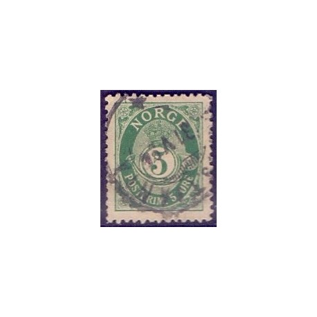 Norge. 1894-98. 5 Øre, tk. 13½x12½, AFA nr. 55A ** Postfrisk ubrugt stemplet st.