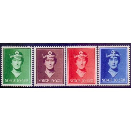 Norge. 1939. Dr. Maud sørgeudgave10-30+5 Øre. AFA nr. 204-07 ** st. stemplet postfrisk