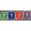 Norge. 1940. Ny tegning 1-5 kr. AFA nr. 208-11 ** st. stemplet postfrisk
