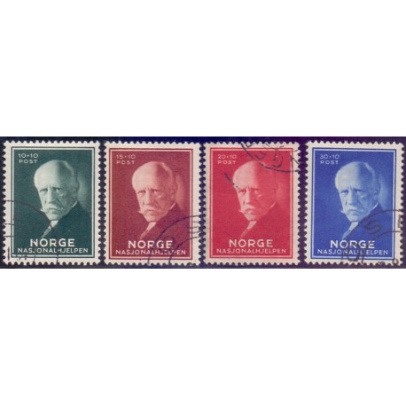 Norge. 1940. Nansen II. 10-30+10 Øre. AFA nr. 212-15 ** st. stemplet postfrisk