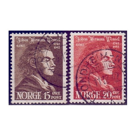 Norge. 1942, Johan Herman Wessels. AFA nr. 286-87 **  st. stemplet postfrisk