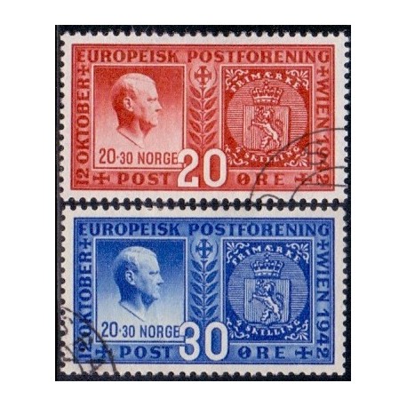 Norge. 1942, Europæisk postforening. AFA nr. 288-89 **  st. stemplet postfrisk