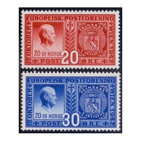 Norge. 1942, Europæisk postforening. AFA nr. 288-89 **  st. stemplet postfrisk