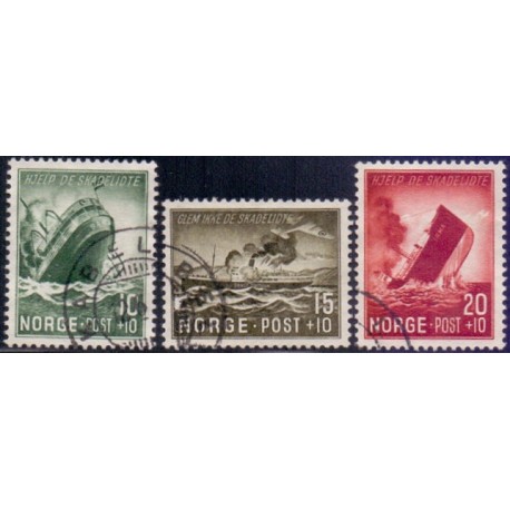 Norge. 1944, Skibbrudnes efterladte. AFA nr. 301-03 ** st. stemplet postfrisk FDC