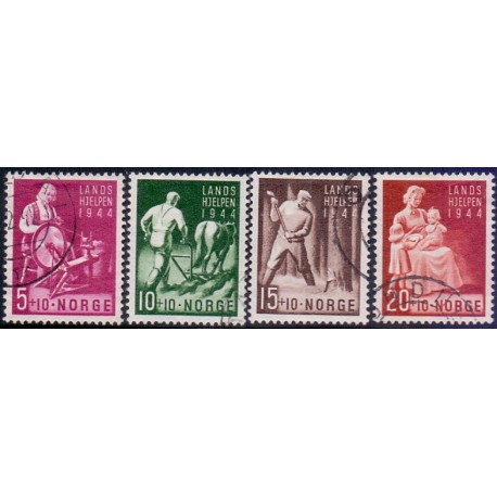 Norge. 1944, Landshjælp II. AFA nr. 305-08 ** st. stemplet postfrisk FDC