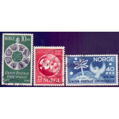 Norge. 1949. Verdenspostforeningen. AFA nr. 358-60 ** stemplet postfrisk FDC