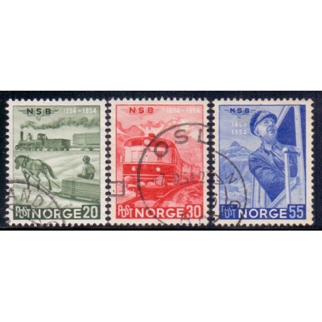 Norge. 1954. Jernbanejubilæum. AFA nr. 398-400 ** stemplet postfrisk FDC