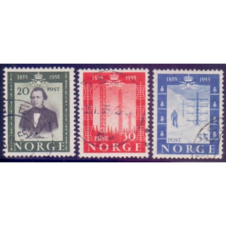 Norge. 1954. Telegrafverkets jubilæum. AFA nr. 401-03 ** stemplet postfrisk FDC