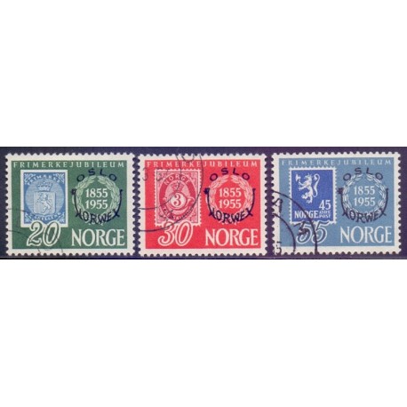 Norge. 1955. Norwex frimærkeudstilling. AFA nr. 407-09 ** stemplet postfrisk FDC