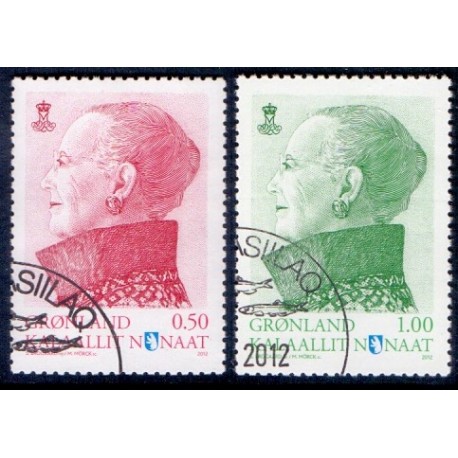2012, 0,50-1,00 Kr. Dagligmærker Dr. Margrethe. AFA nr 624-25 postfrisk stemplet