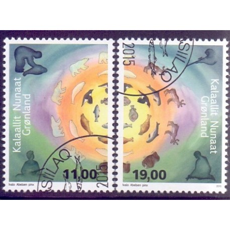2015. 11,00-19,00 Kr. Fangerliv II. AFA nr. 691-92 postfrisk  stemplet