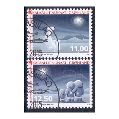 2015. 11,00-12,50 Kr. Julefrimærker. AFA nr. 717-18 postfrisk  stemplet FDC
