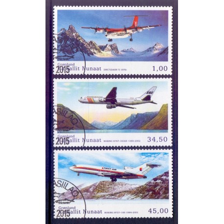 2015. 1,00-45,00 Kr. Civil luftfartshistorie. AFA nr. 702-04 postfrisk  stemplet