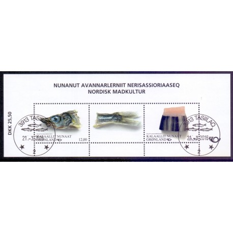 2016, 12,00-13,50. Norden. Madkultur, i miniark. AFA nr. 729 postfrisk  stemplet FDC
