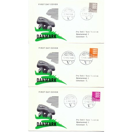 1962, Lille rigsvåben.  AFA nr.  403-05 på  FDC med enkeltmærke  , 4-blok