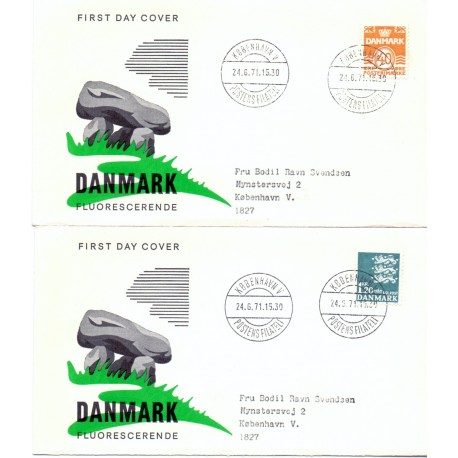 1971. Suppleringsværdier, AFA nr. 514-15 på  FDC med enkeltmærke , 4-blok