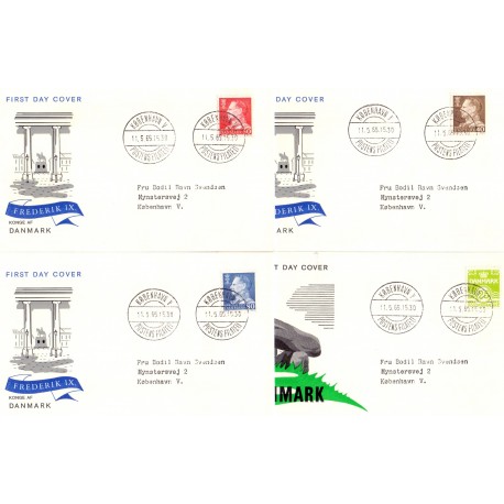 1965. Suppleringsværdier ALM papir,  AFA nr. 430-33 på  FDC med enkeltmærke  , 4-blok